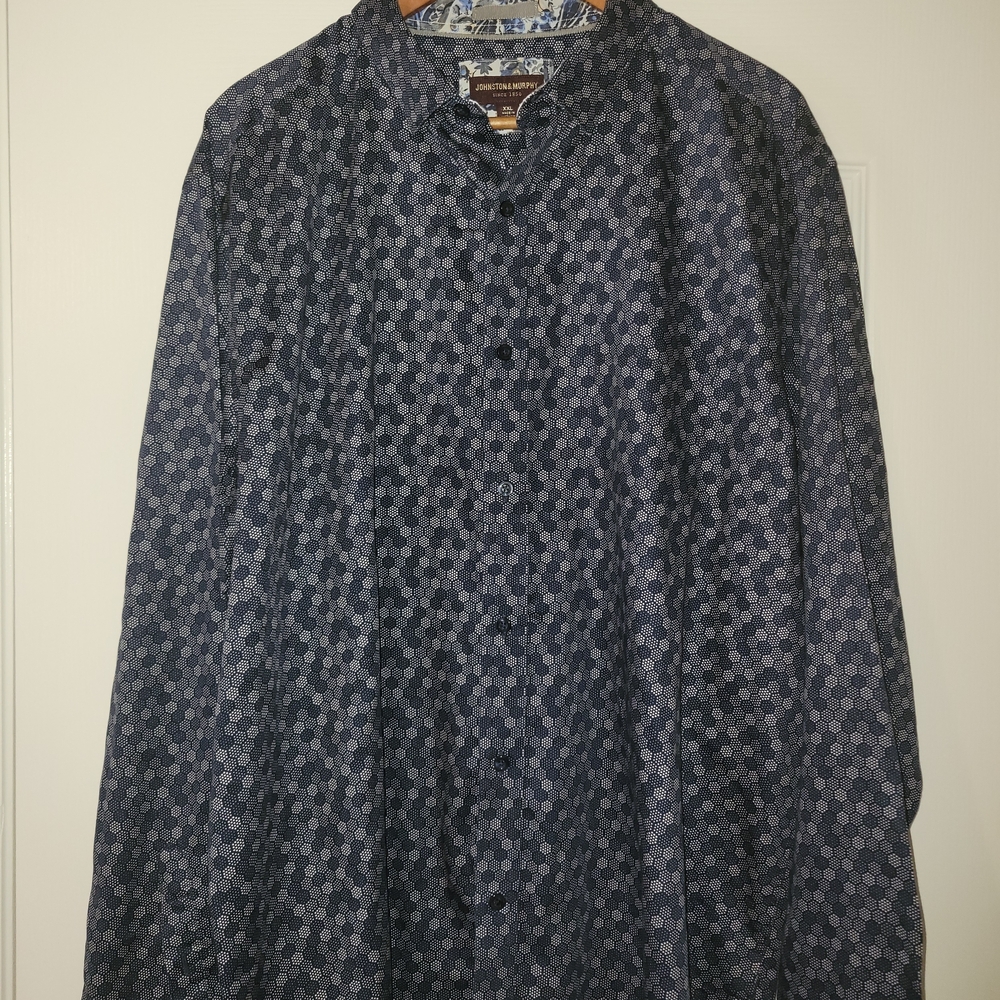 Johnston & Murphy Men’s XXL Blue Geometric Button Down Shirt